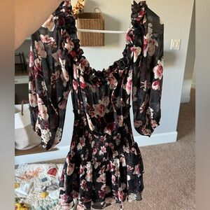 Floral sheer mini romper